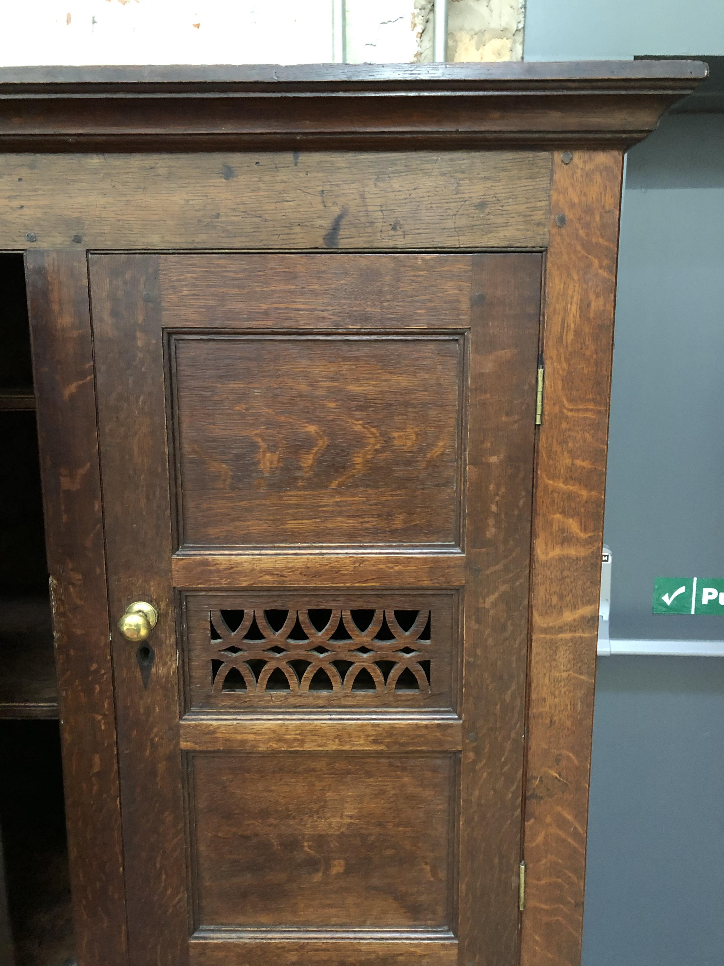 An 18th century and later oak cabinet, width 107cm, depth 47cm & height 190cm. Condition: general - Bild 22 aus 31