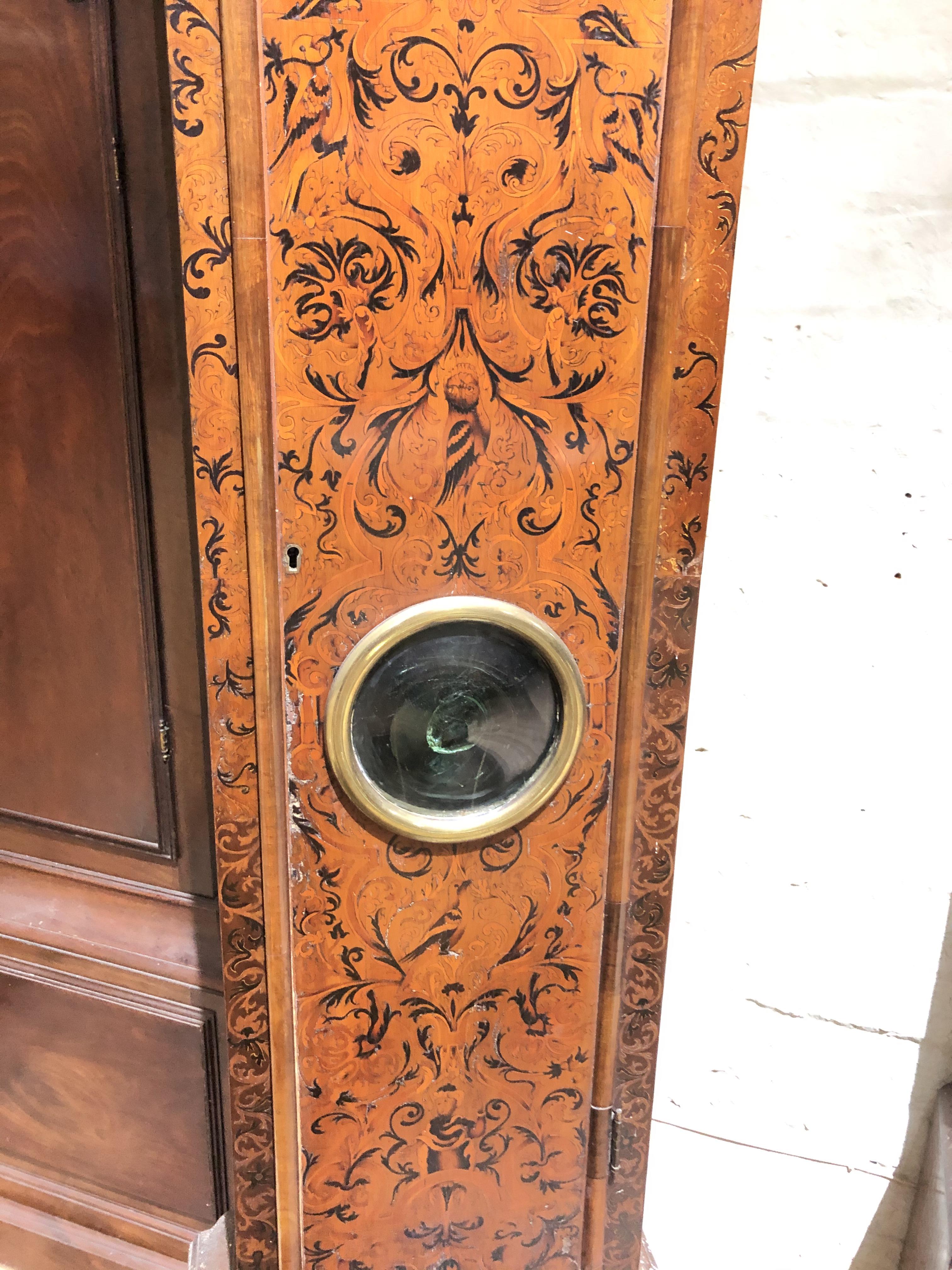 A William & Mary/Queen Anne eight day long case clock with arabesque marquetry inlaid case, hood - Image 35 of 46