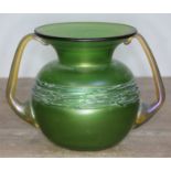 An Austrian Art Nouveau Loetz Ausfuehrungen 44 iridescent and trailed green glass vase with flared