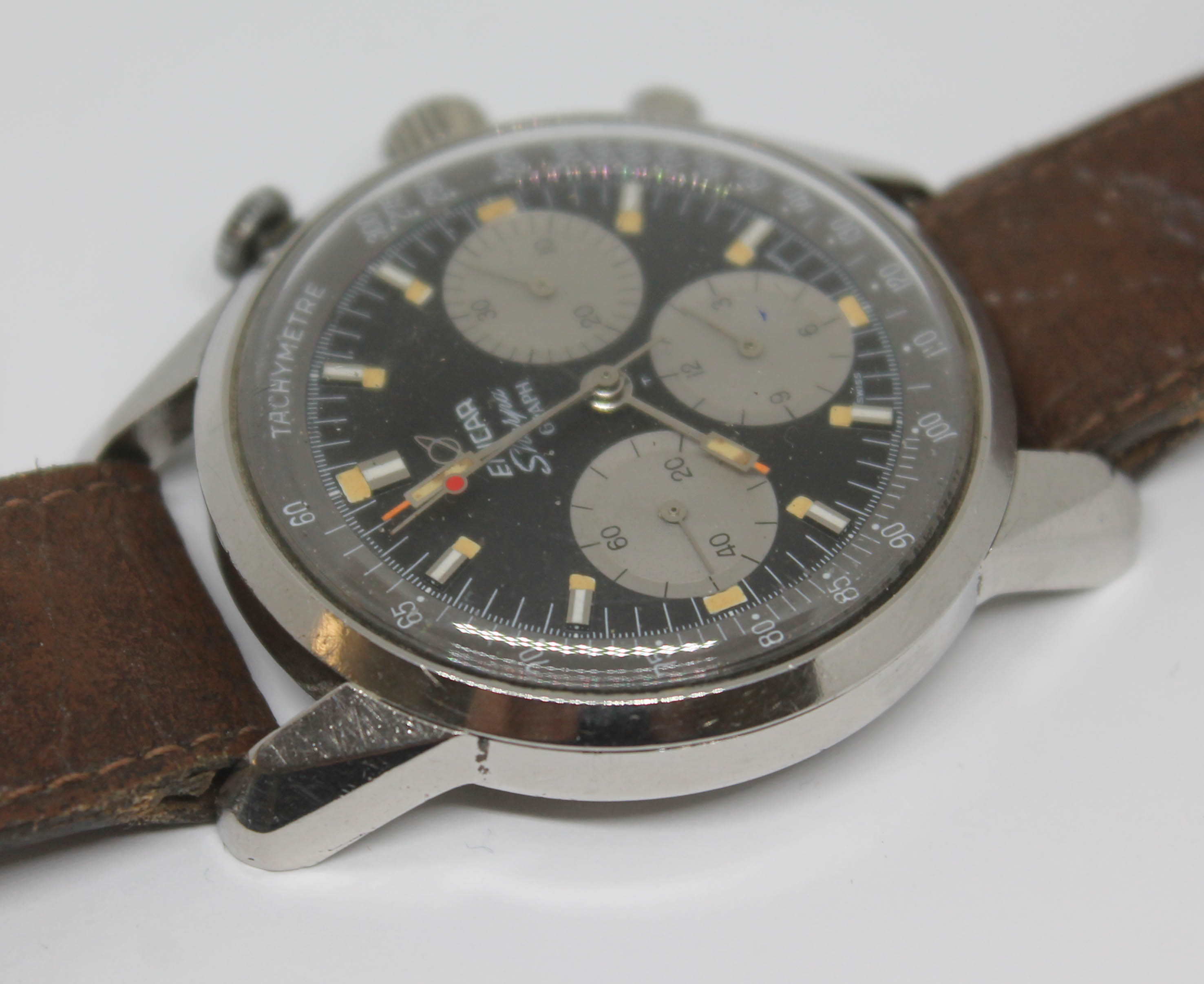 A vintage stainless steel Enicar Sherpa Graph 300 'Jim Clark' chronograph wristwatch reference 072- - Bild 12 aus 14