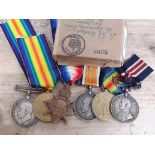 WWI family groups: a group of three comprising Bravery in the Field Military Medal, Victory and