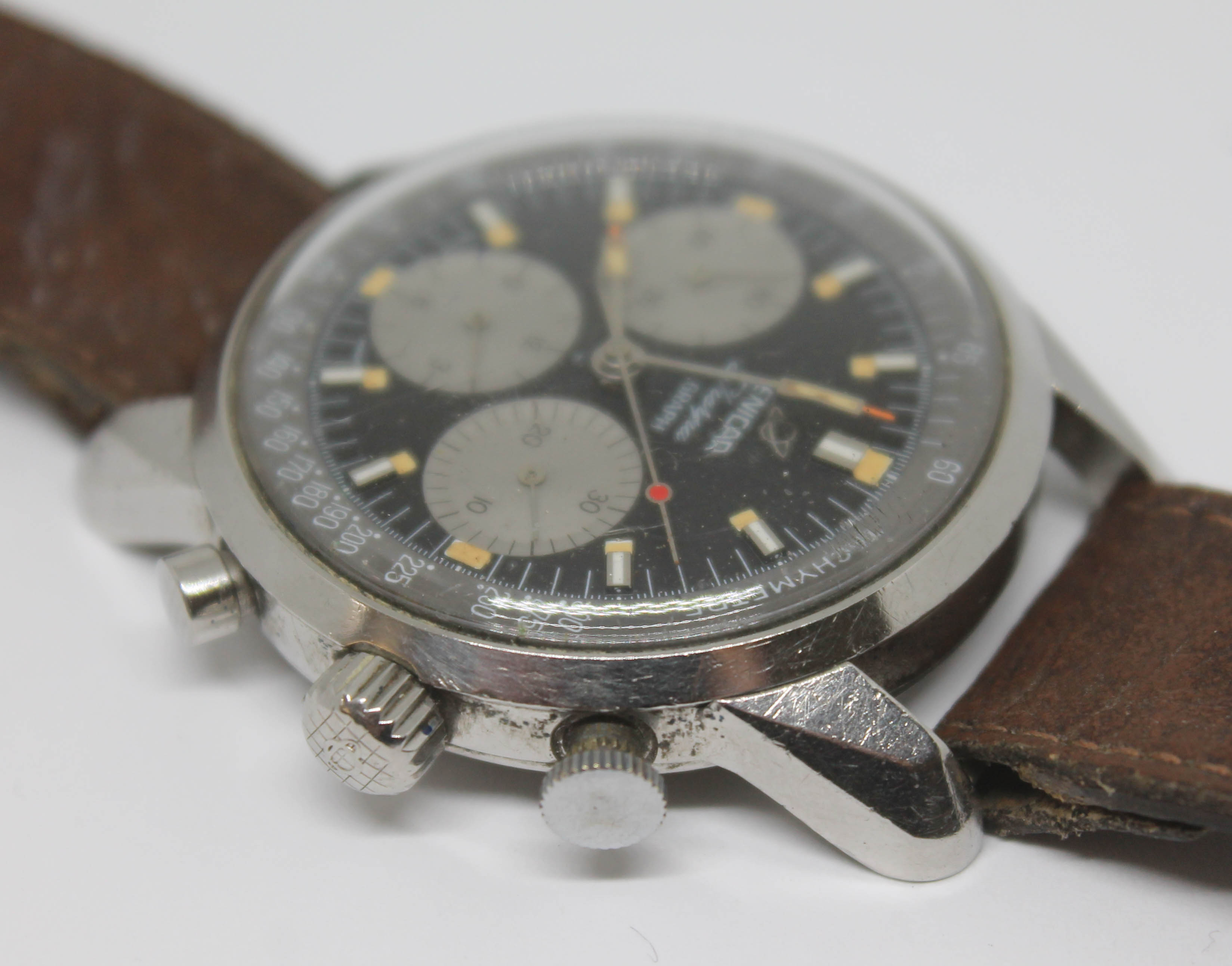 A vintage stainless steel Enicar Sherpa Graph 300 'Jim Clark' chronograph wristwatch reference 072- - Bild 10 aus 14