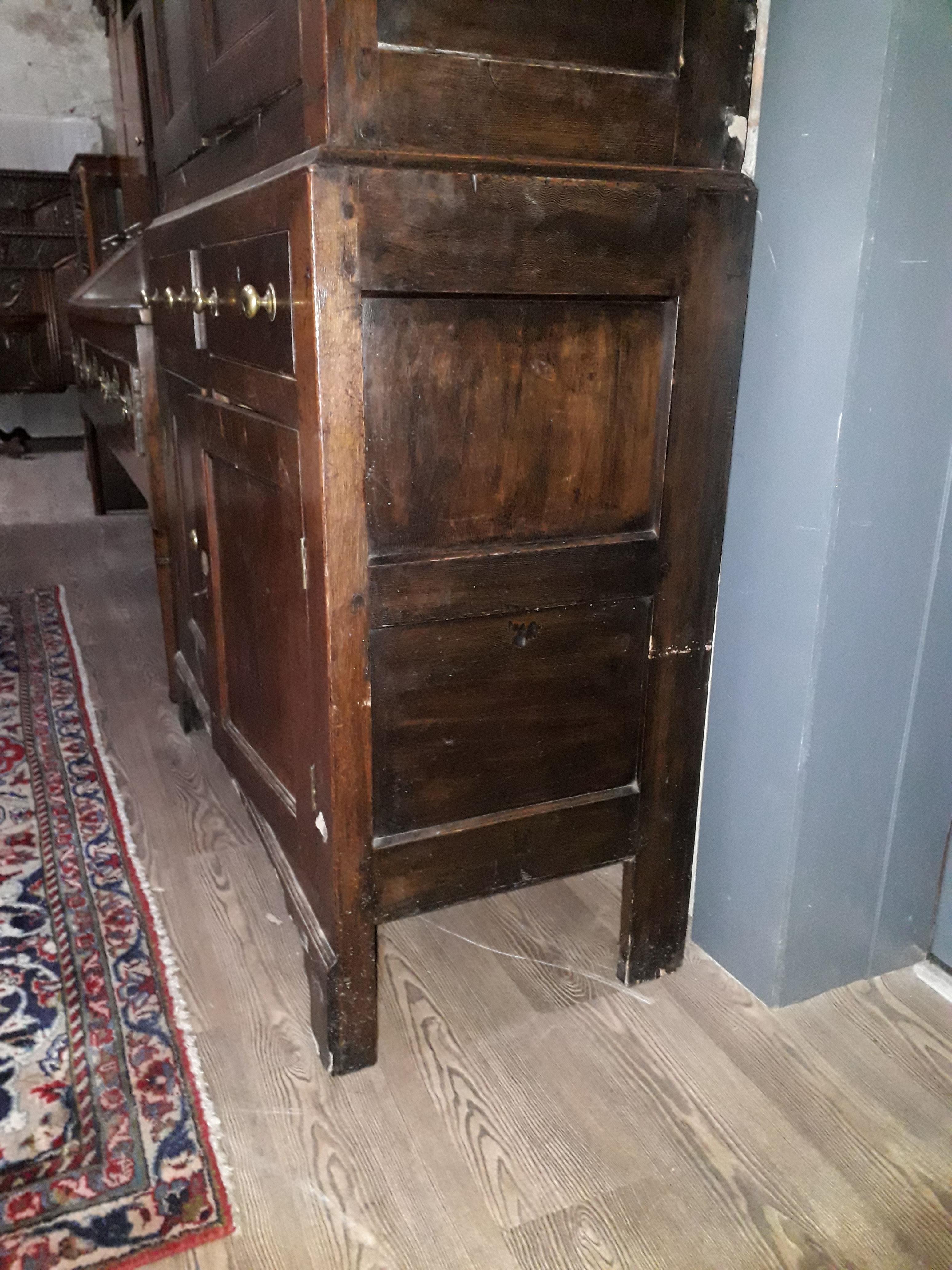 An 18th century and later oak cabinet, width 107cm, depth 47cm & height 190cm. Condition: general - Bild 8 aus 31