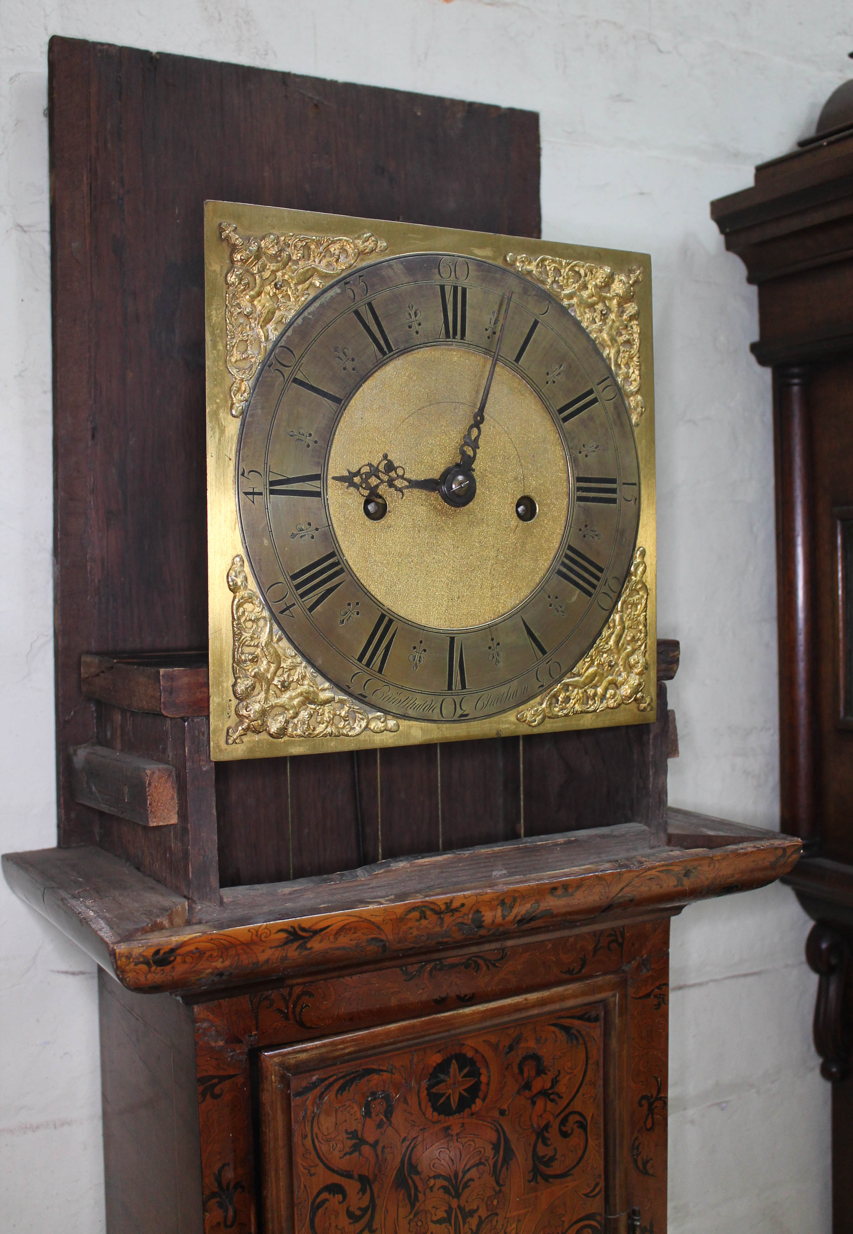 A William & Mary/Queen Anne eight day long case clock with arabesque marquetry inlaid case, hood - Image 7 of 46