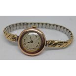 A 1920s hallmarked 9ct gold Rolex ladies wristwatch with unsigned guilloche dial, Roman numerals and