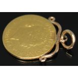 A George III 1818 sovereign, mounted, gross wt. 8.71g. Condition - pendant mount unmarked, wear to