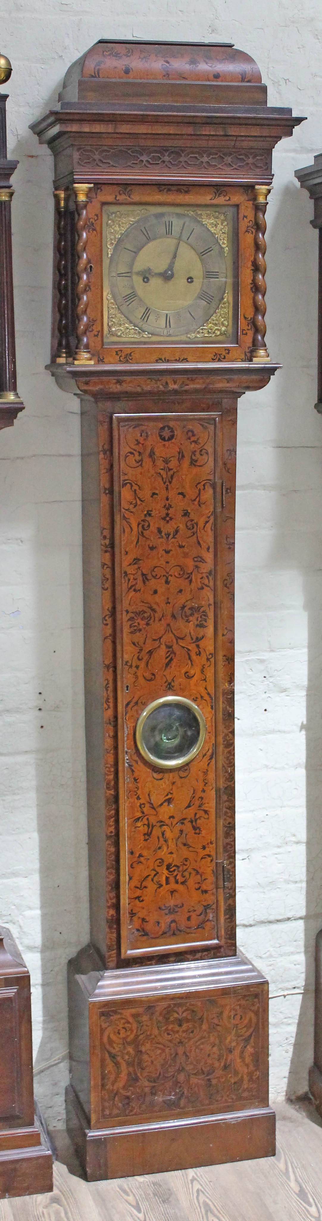 A William & Mary/Queen Anne eight day long case clock with arabesque marquetry inlaid case, hood - Image 11 of 46