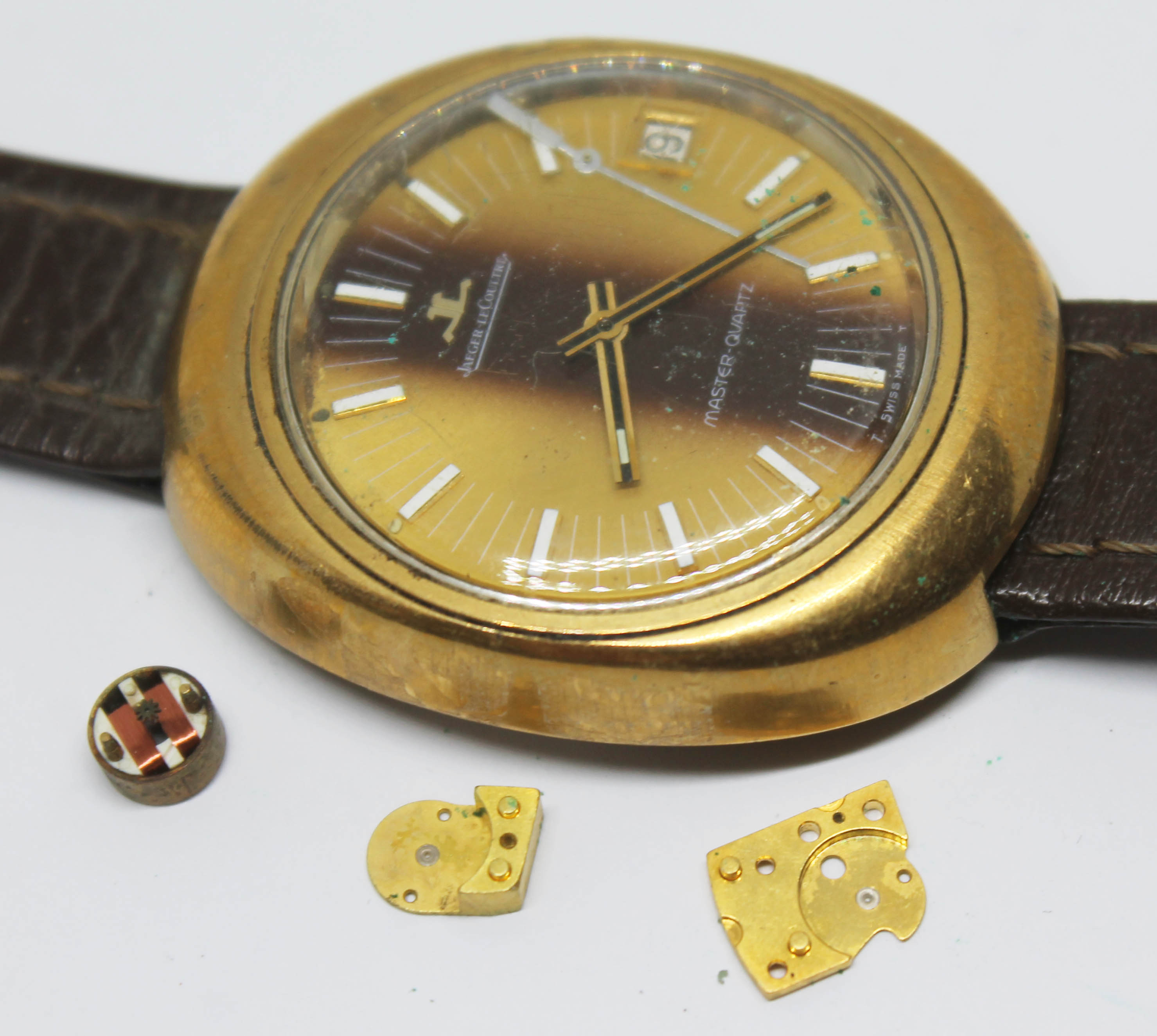A vintage gold plated Jaeger-LeCoultre Master - Quartz wristwatch reference 23301-51, with gold - Bild 3 aus 3