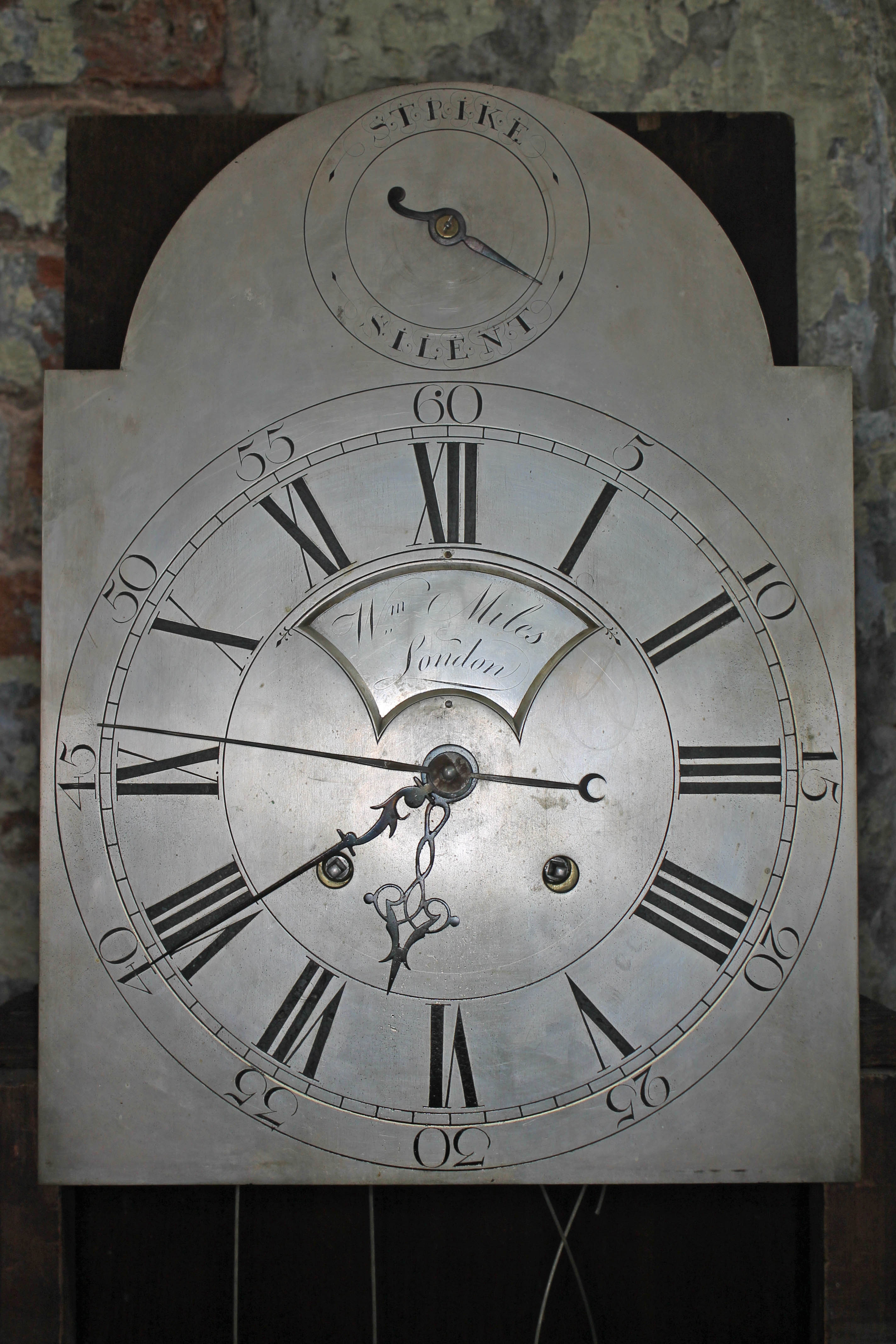 An 18th century mahogany longcase clock, the brass four pillar movement striking on single bell, the - Image 2 of 8