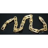 An Italian fancy link bracelet, length 20cm, marked '750', wt. 12.84g. Condition - links a little