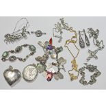 A mixed lot of mainly vintage jewellery marked 'Silver' or '925' including a marcasite brooch formed