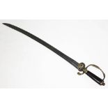 An early German hunting sword, single edged and curved etched blade with inscription 'fur gotts