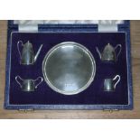 A cased miniature silver tea service, Mappin & Webb, Birmingham 1979.