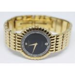 An 18k electroplated Raymond Weil Nabucco quartz dress watch reference 4805 with signed black dial