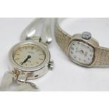 Two ladies silver wristwatches comprising a Chronos 17 jewel manual wind marked marked 0.835,