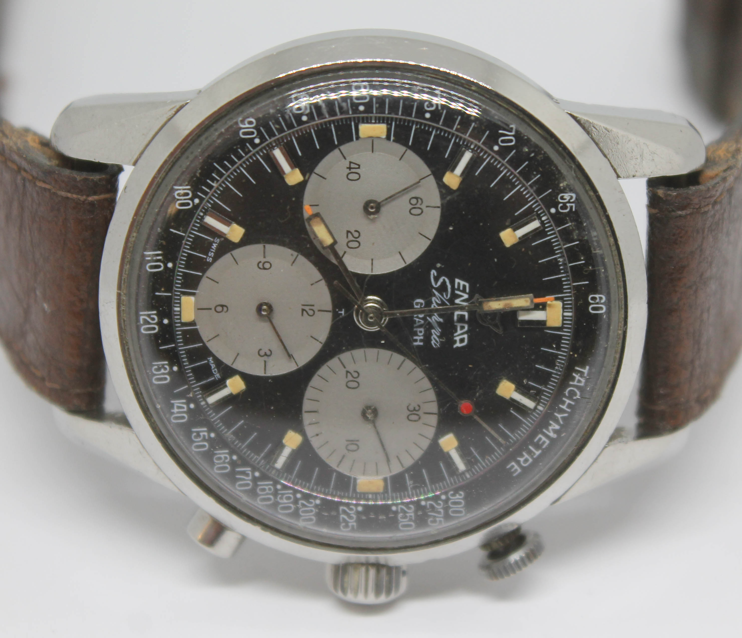 A vintage stainless steel Enicar Sherpa Graph 300 'Jim Clark' chronograph wristwatch reference 072- - Bild 2 aus 14