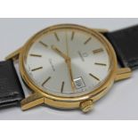 A 1972 gold plated Omega Geneve wristwatch, reference 136.0099, with silver signed dial, hands and