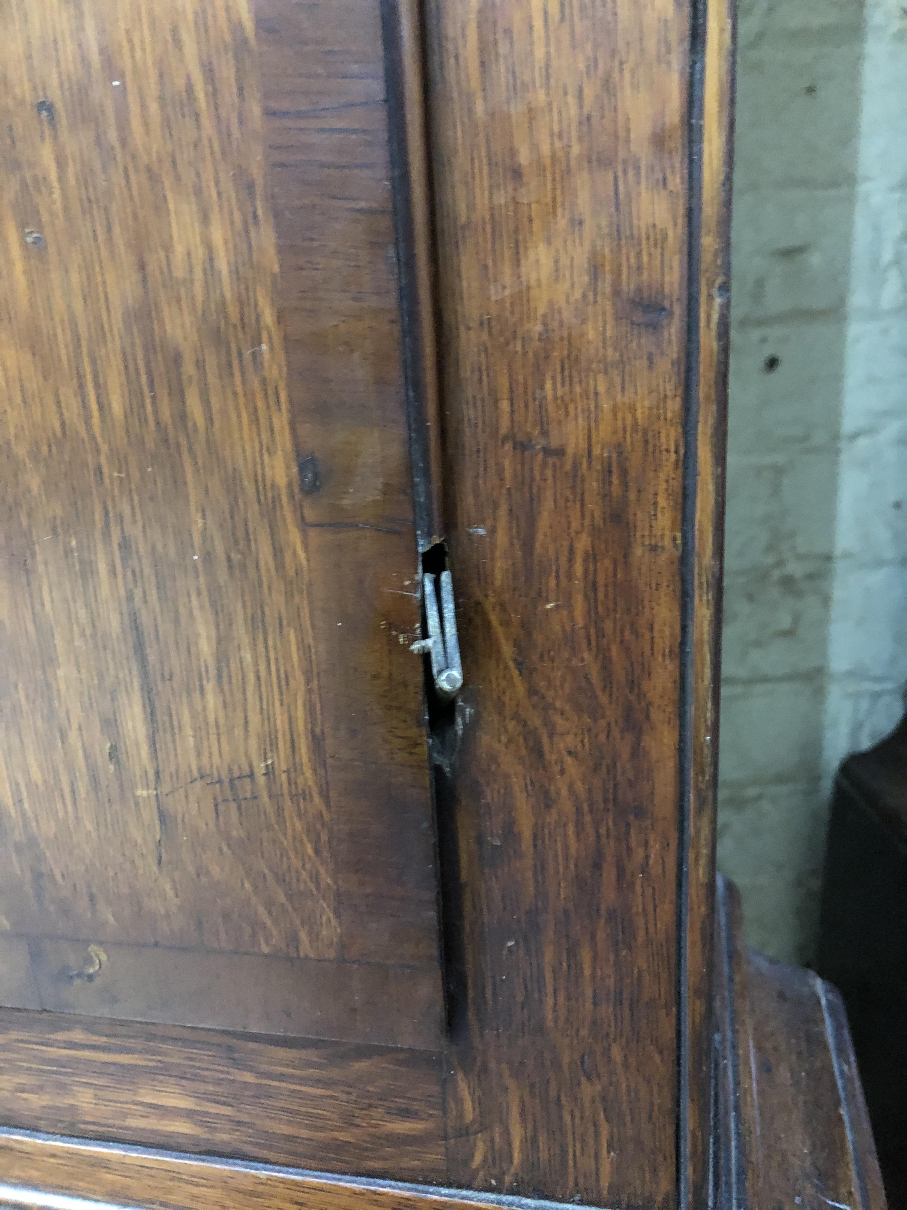 An 18th century oak eight day long case clock, four pillar brass movement striking on single bell, - Image 21 of 37