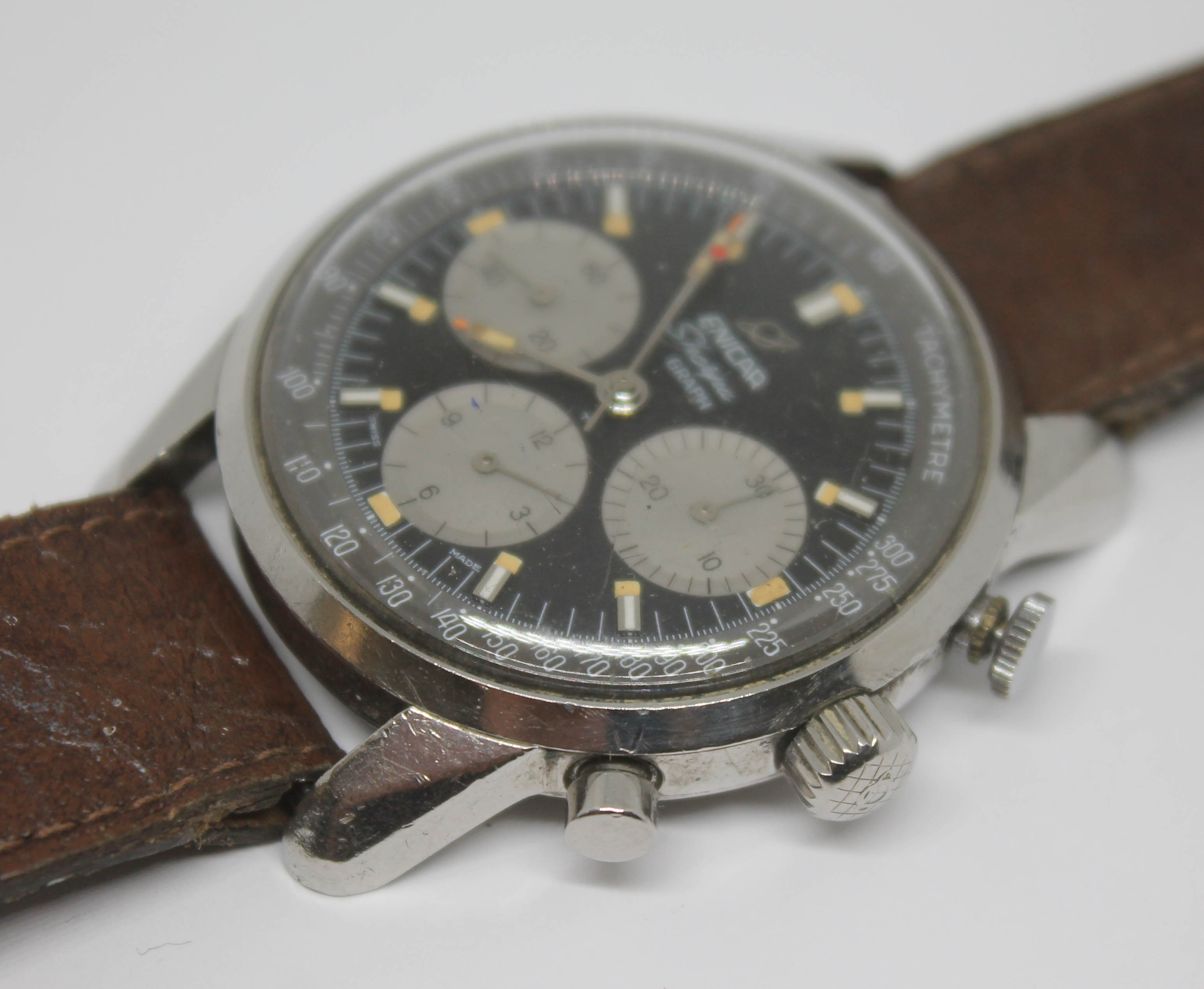 A vintage stainless steel Enicar Sherpa Graph 300 'Jim Clark' chronograph wristwatch reference 072- - Bild 14 aus 14