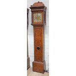 A William & Mary/Queen Anne eight day long case clock, arabesque marquetry inlaid case, the hood