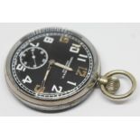 An Orator Watch Co military general service time piece pocket watch having white Arabic numerals and