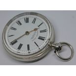 A Victorian Railway Lever hallmarked silver pocket watch with white dial, Roman numerals and spade