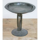 An Arts & Crafts Tudric pewter pedestal dish designed by Archibald Knox for Liberty & Co, numbered