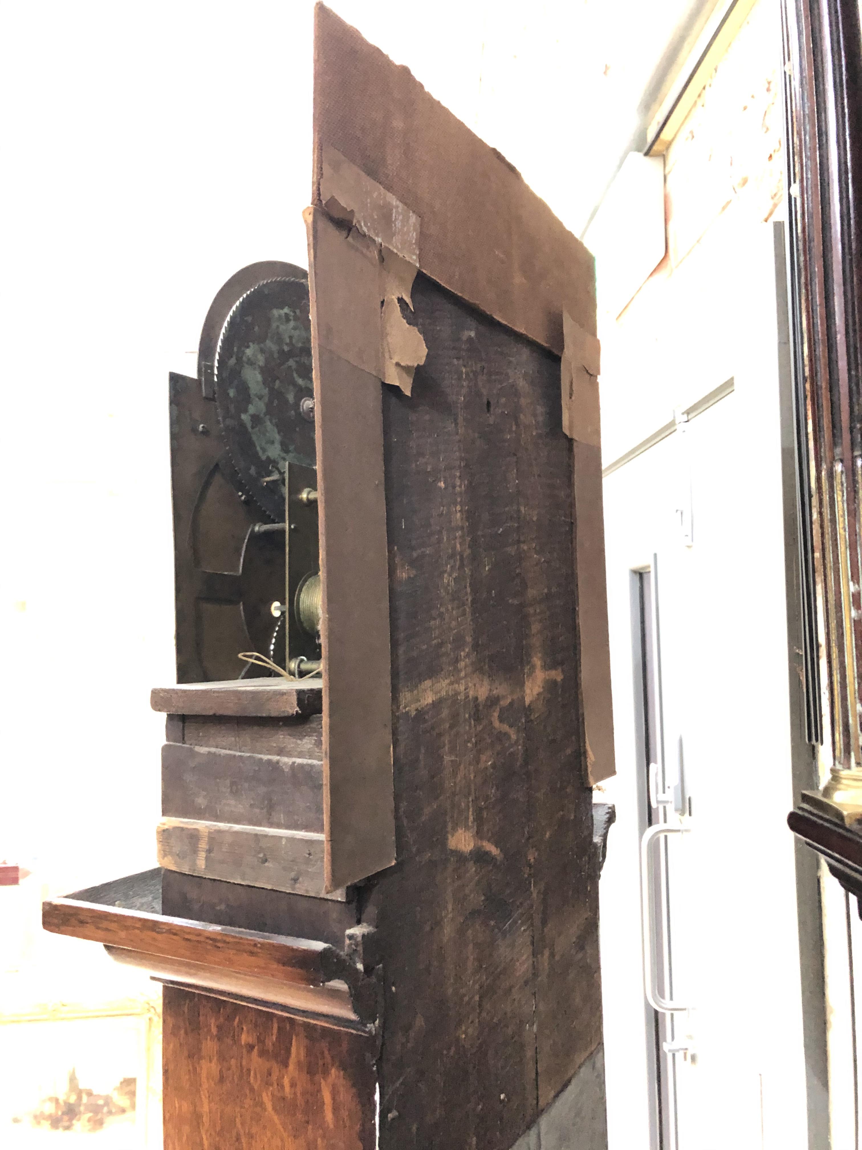 An 18th century oak eight day long case clock, four pillar brass movement striking on single bell, - Image 33 of 37