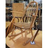 An Ercol blonde elm and beech rocking chair, height 84cm. Condition - good, appears damage/repair