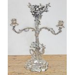 A large and impressive Victorian silver plated three branch candelabra centre piece,