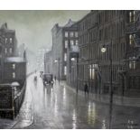 Steven Scholes (b1952), "Canal St Manchester 1962", oil on board, 29.5cm x 24.5cm, signed lower