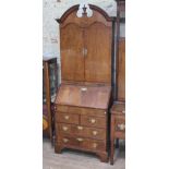 A Queen Anne style walnut cabinet bureau circa 1900, width 81cm, depth 48cm & height 211cm.