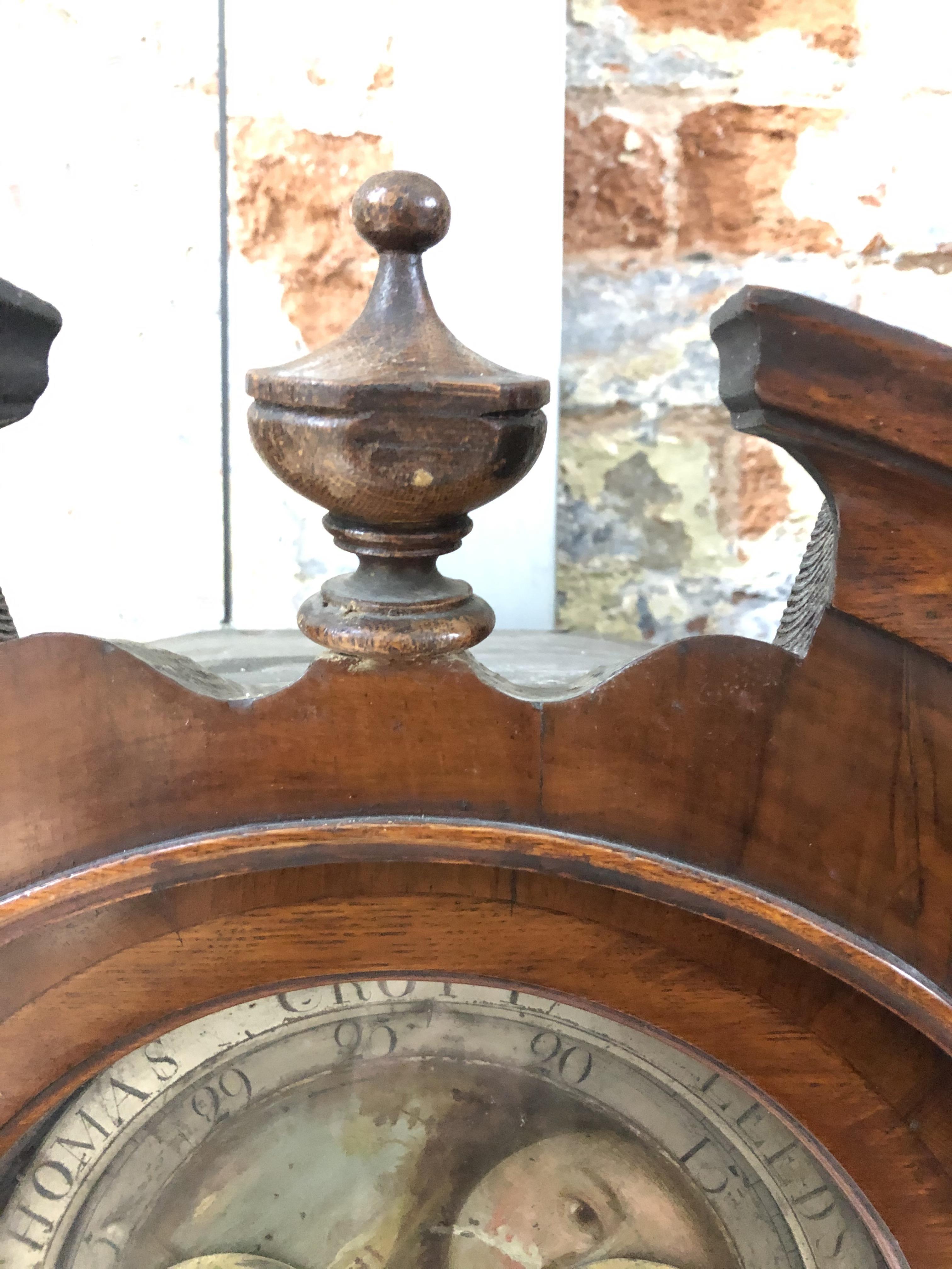 An 18th century oak eight day long case clock, four pillar brass movement striking on single bell, - Image 9 of 37