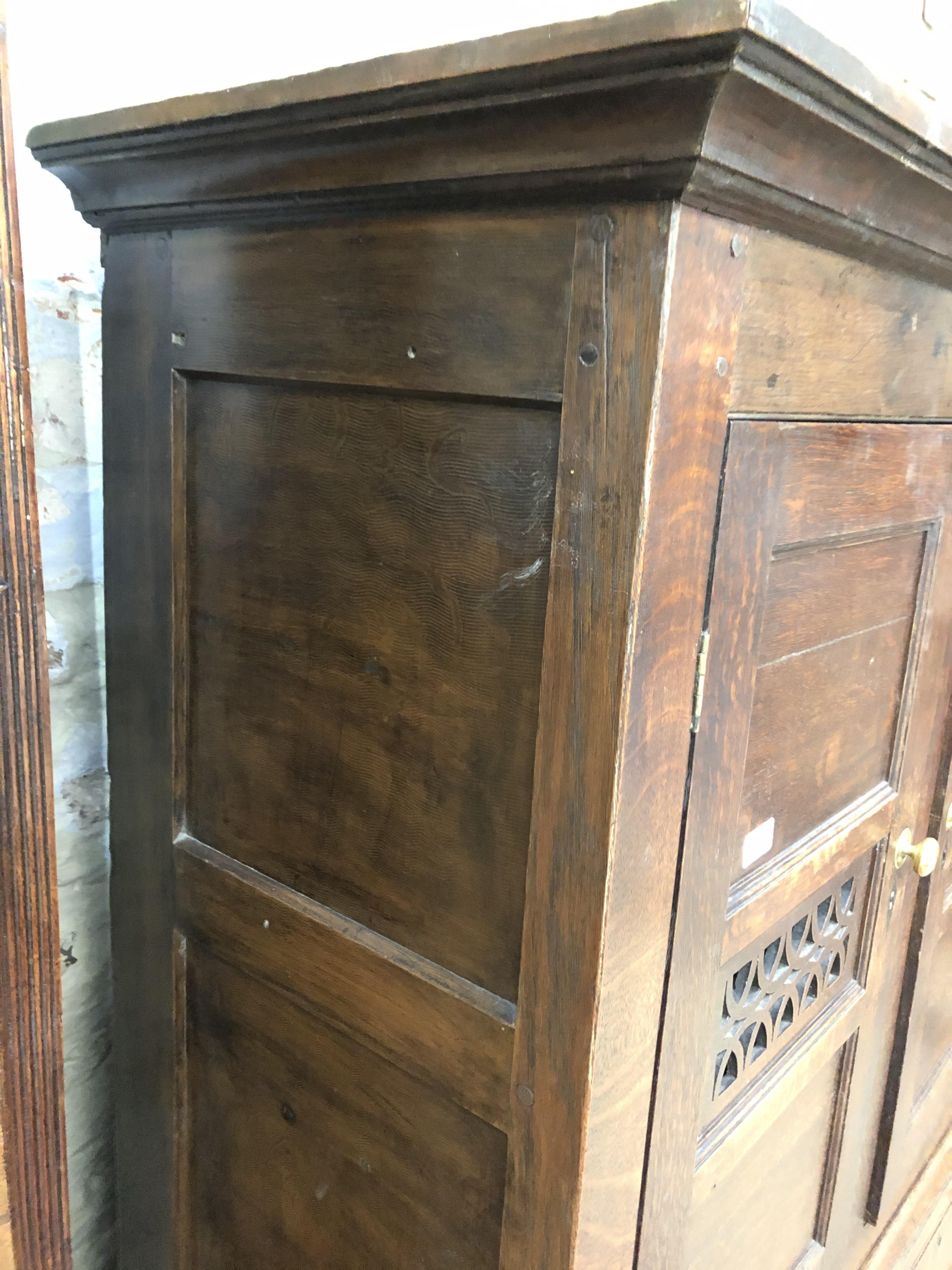 An 18th century and later oak cabinet, width 107cm, depth 47cm & height 190cm. Condition: general - Bild 31 aus 31