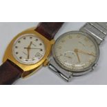 Two vintage wristwatches comprising a gold plated Sekonda 17 jewel manual wind together with another