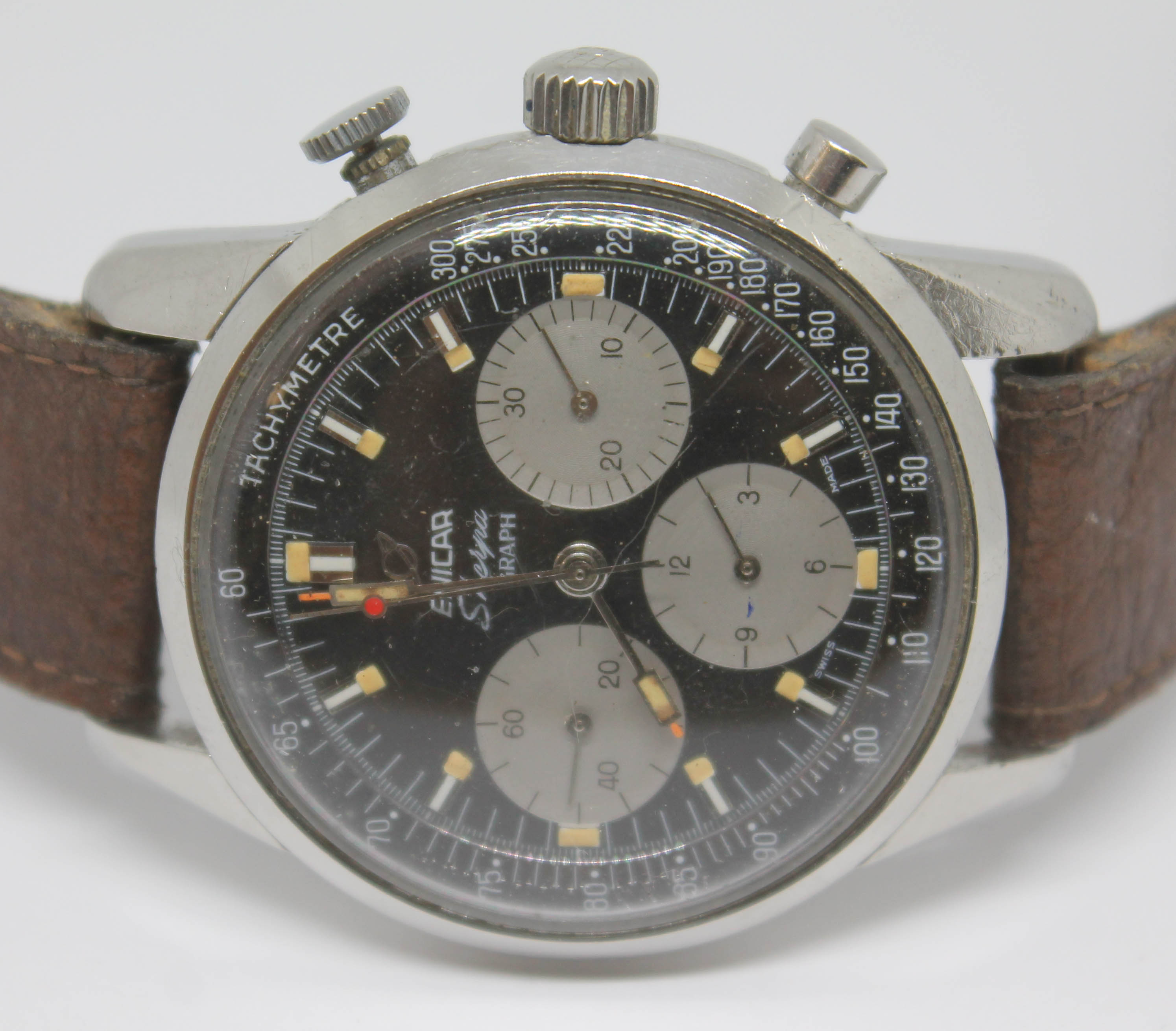 A vintage stainless steel Enicar Sherpa Graph 300 'Jim Clark' chronograph wristwatch reference 072- - Bild 3 aus 14