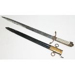 An early 19th century midshipmen short sword and scabbard, with brass lion head and mane hilt,