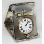 A combination desk calendar and clock in silver case, Henry Matthews, Birmingham 1921, length when