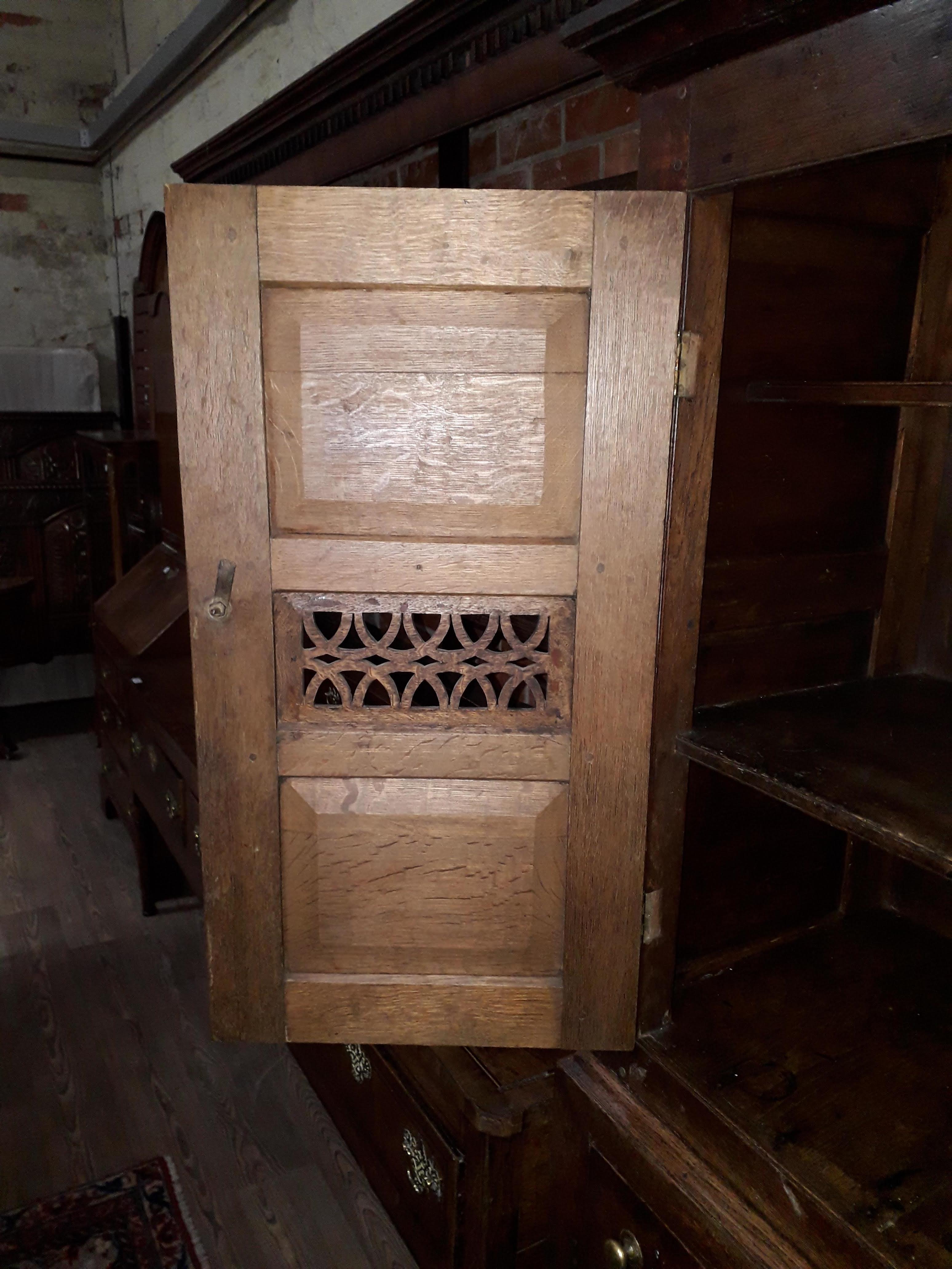 An 18th century and later oak cabinet, width 107cm, depth 47cm & height 190cm. Condition: general - Bild 15 aus 31