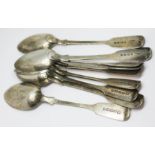 A set of six Victorian hallmarked silver teaspoons and two others.