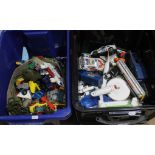 2 tubs of playworn toy cars, aircraft etc