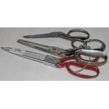 A group of three pinking shears by Barnes & Lang, Wilkinson & Taylor, Sheffield.