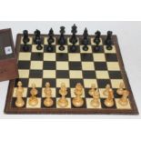 A boxwood and ebonised chess set.