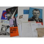 Yuri Gagarin and Soviet ephemera together with three British media signed letters.