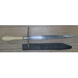 A Georgian naval dirk, early 19th century with 8 1/4" double edged narrow blade, brass double