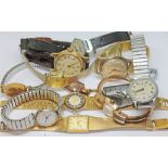 A mixed lot of vintage watches including Lusina, Rotary, Smiths, Bulova, a bangle watch etc.