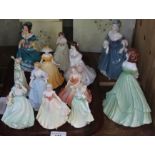 A collection of Coalport figures including two large and ten smaller figures, including Pamela, True