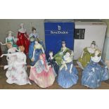 A group of 12 Royal Doulton figures. Condition - one with minor chip to collar, otherwise ok, no