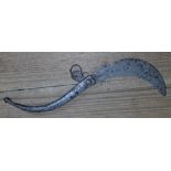 A 19th century Mexican Sca Tripas/Tranchete all steel gighting/gutting knife, folding curved blade