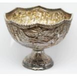 An eastern white metal bowl, indistinct marks, height 9cm.